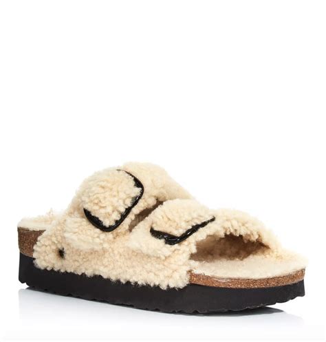 shearling slides womens